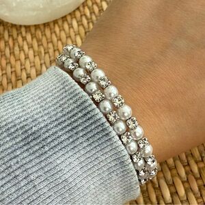 Pearl and Rhinestone Sparkly Bracelet